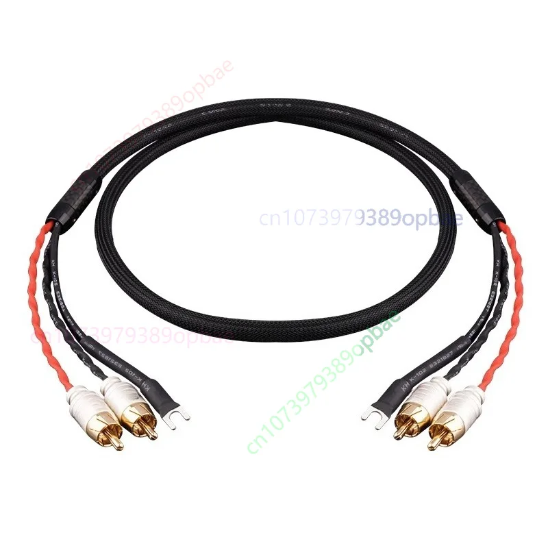 For YYAUDIO YY-JNM, Hi-Fi Grade 6N Oxygen Free Copper Tonearm Signal Cable, Dual RCA Ground Wire Turntable Audio Line