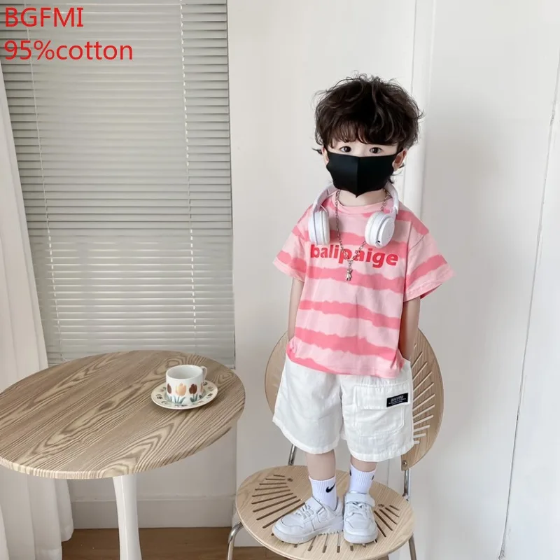 Cotton Baby Boy Summer Kids Thin Clothing Set Wave Beach Set Cool Girls Pink Top and White Shorts 2Pcs Suit Baby Girl Outfit Set