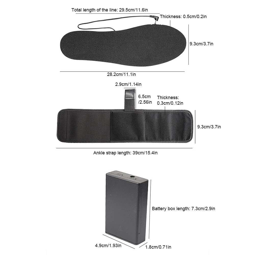 Electric Heated Insoles with Battery Box Electric Foot Warmers Reusable Outdoor Thermal Insoles for Skiing Camping