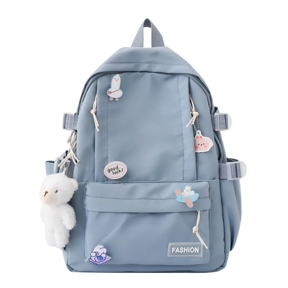 Fashion Large Capacity School Bag Solid Color Adjustable Strap Travel Bag Canvas Portable Students Backpack Unisex
