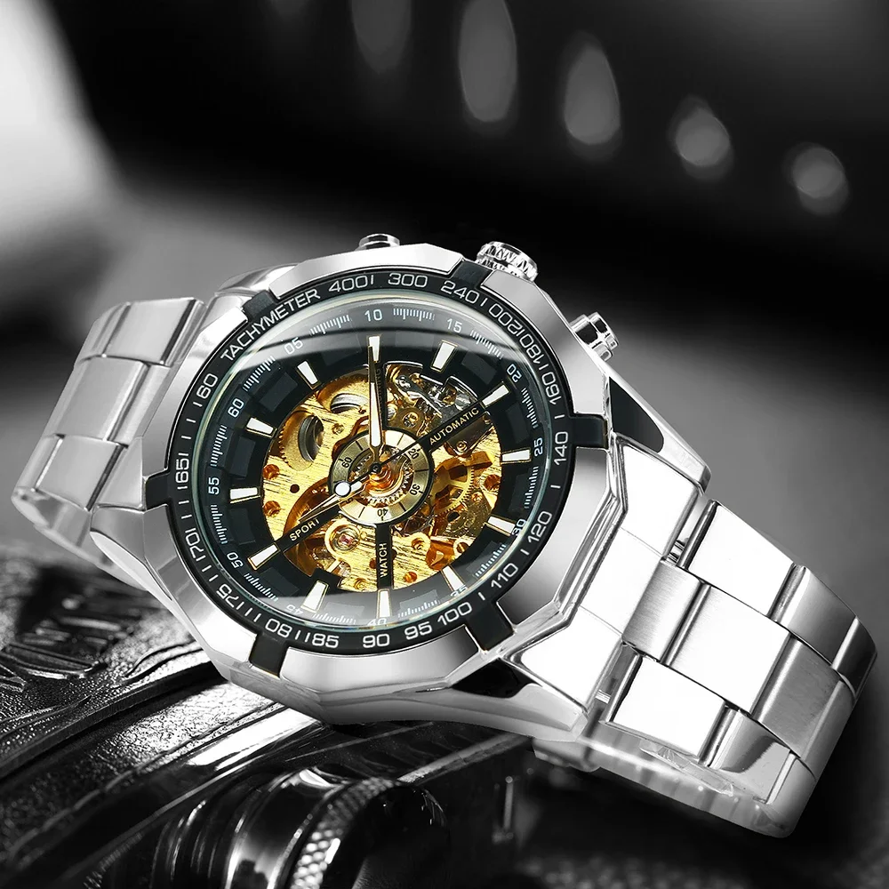 Winner Men Skeleton Automatic Mechanical Skeleton Top Brand Luxury Wristwatch