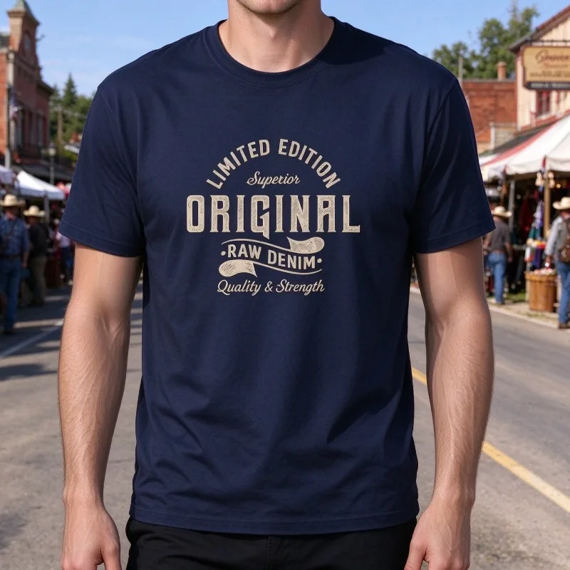 LIMITED EDITION ORIGINAL RAW DENIM T-Shirt Vintage Superior Quality Badge Graphic 100% Cotton Casual Streetwear Men Tee Top