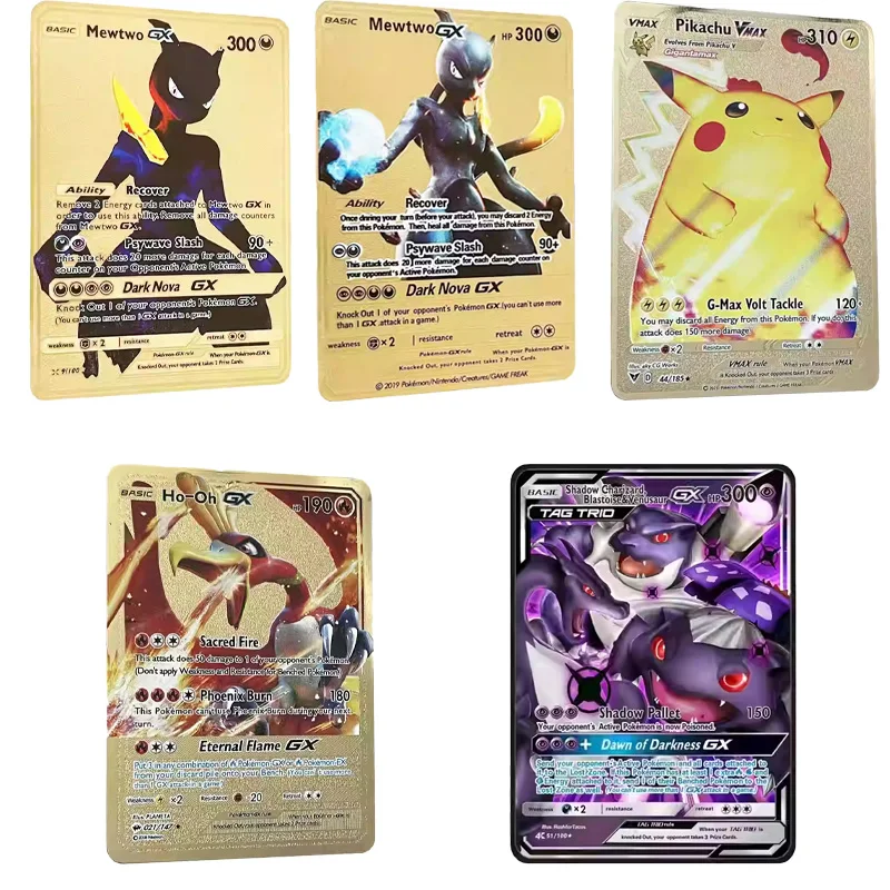 Diy Pokemon Vmax Charizard Metal Card Self-Control Ptcg Collect Signature Trading Flash Card Anime Cartoon Gift