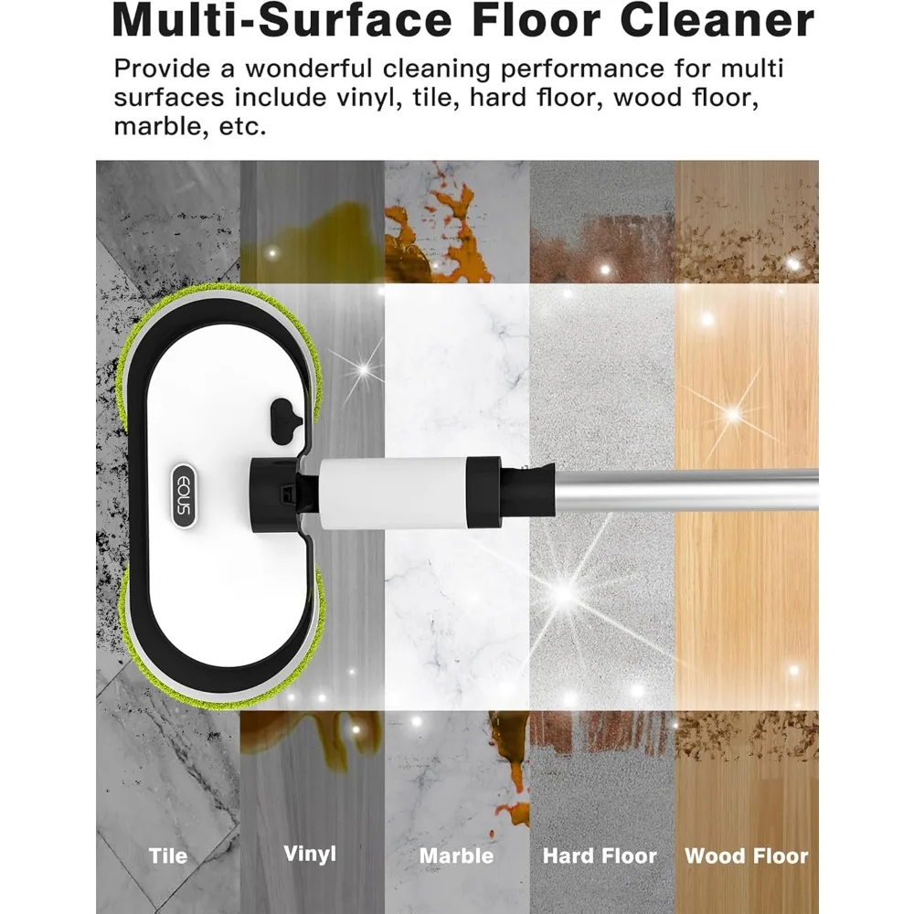 جديد - ممسحة كهربائية لاسلكية، منظف أرضيات مع مصباح أمامي LED وبخاخ ماء، بطارية قابلة للفصل حتى 60 دقيقة، ذاتية الدفع #6