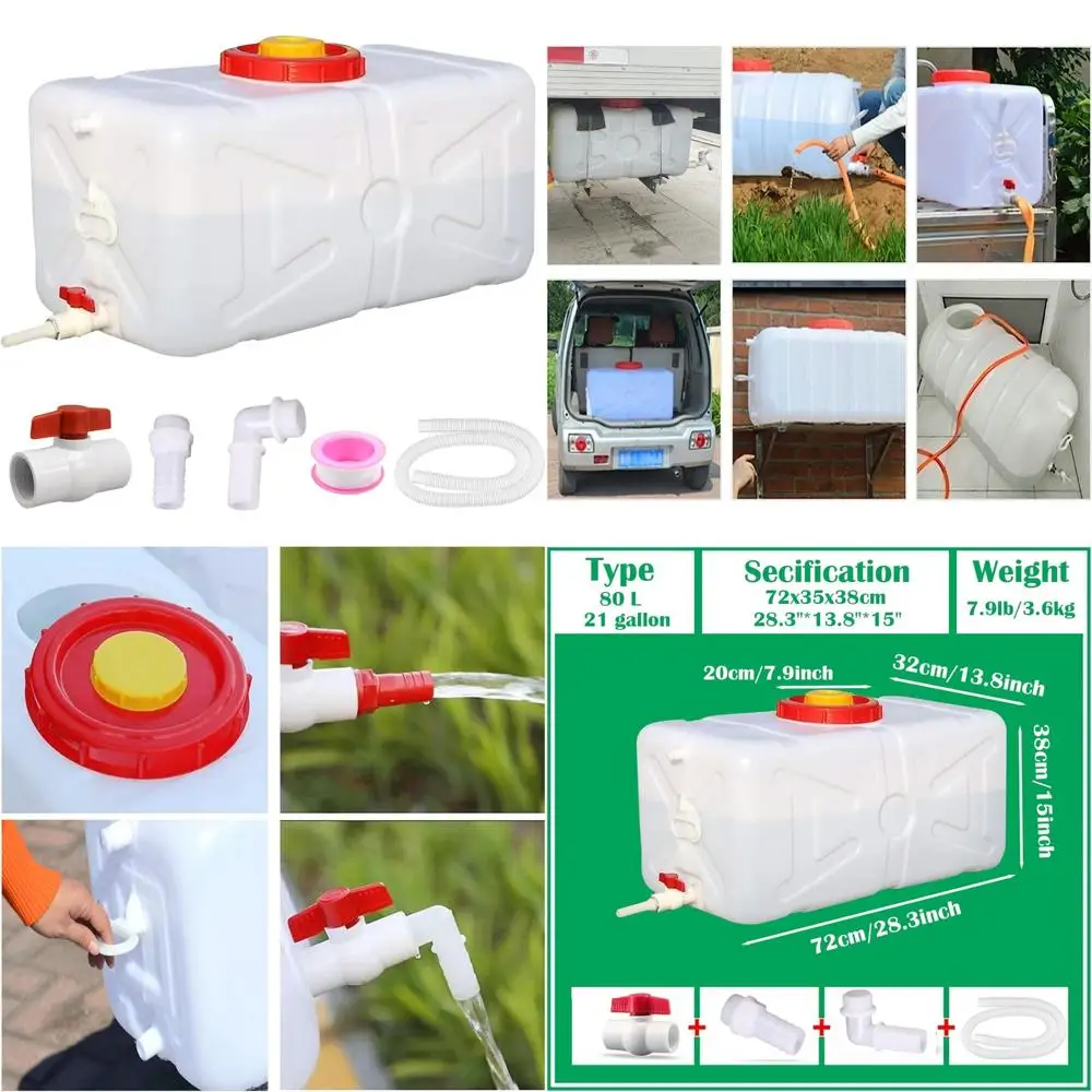 Tragbarer 20-Gallonen-Wassertank mit Zapfhahn und Schlauch, Aufbewahrungsbehälter für Camping, Wohnmobil, LKW, Notfall