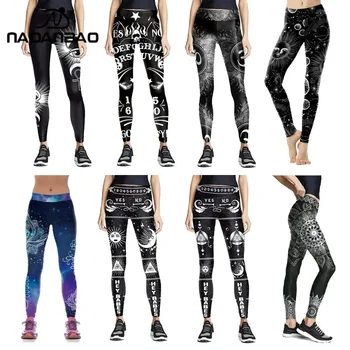 Nadanbao-女性のためのゴシックハイウエストレギンス、魔女のパンツ、ムーンパンツ、カジュアルな足首の長さ、ワークアウトボトム、ヨガスポーツ、ouija