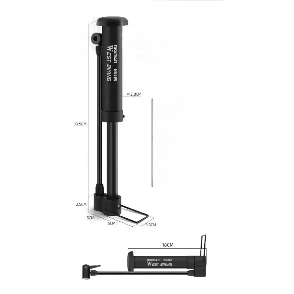 Bike Manual Air Pump Balloon Tire Inflator Schrader Valve Floor Pump Cycling Accesories 1pcs WEST BIKING MTB Bicycle Pump 80 PSI
