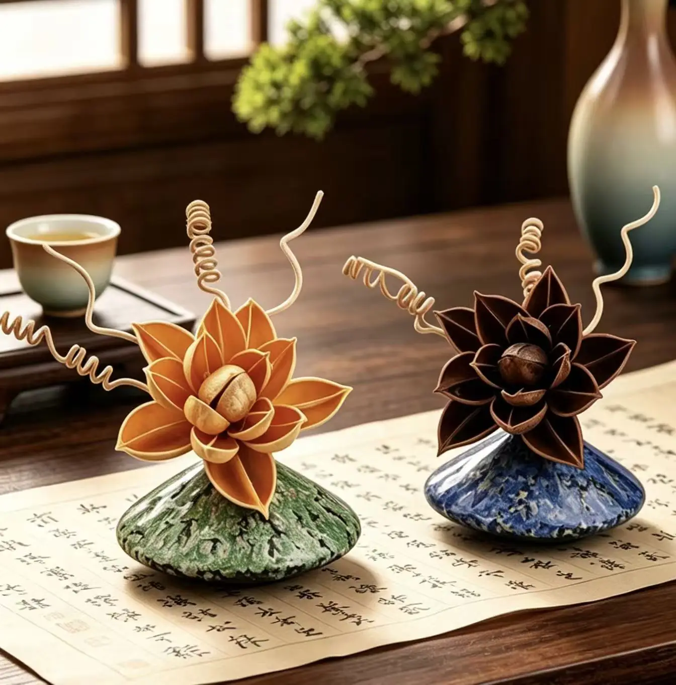 60ml Chinese-style Retro Flameless Essential Oil Diffuser for Tabletop Decoration.Long-lasting Fragrance In The Home Bedroom