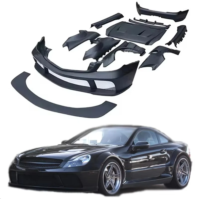 Auto-Teile R230 SL Black-Series Breitbau-Kit Vordere Hintere Stoßstange Spoiler Motorabdeckung Seitenschweller für Mercedes Benz SL63 SL55