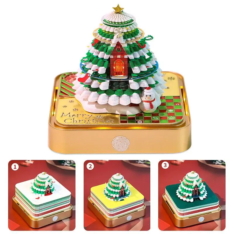 Time Piece Calendar 2027 Desk Calendar With LED Light 3D Tear-away Calendar Paper Carving Art Memo Pad Notepad Desktop Decor