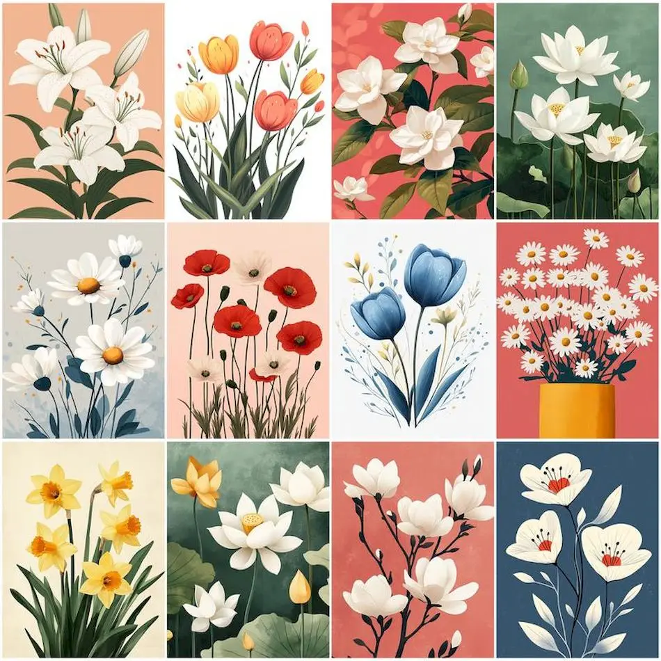 

RUOPOTY Simple Painting By Numbers Flowers Picture Paint Easy Handmade Acrylic Paints Advanced hand drawn Decorative Paintings