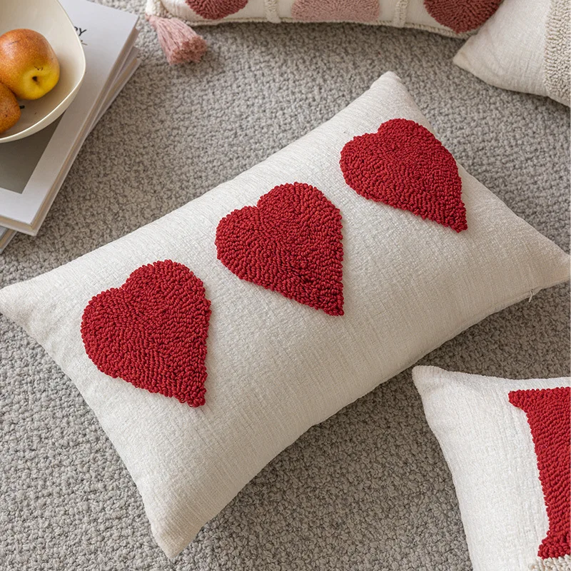Modern simple ins wind throw pillow love three-dimensional embroidery cushion red letter pillow bedside sofa pillow cover
