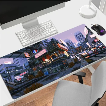 Pixel Large Mouse Pad Japanese Street 100x50cm Computer Mousepads Gaming Mousepad Big Keyboard Mat Gamer Mouse Pads Desk Mats