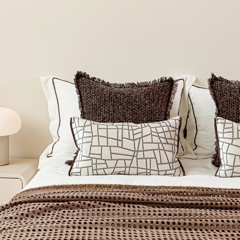 30X50/45X45CM Brown Coffee Throw Pillow Cover Modern Light Luxury Waist Cushion Cover Decor Home Decorative Pillowcase