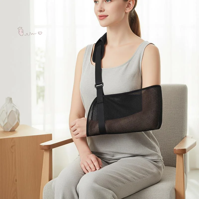 [H] 1Pcs Shoulder Dislocation Post Surgery Support Breathable Mesh Arm Sling With Adjustable Padded Strap For Fracture Recovery