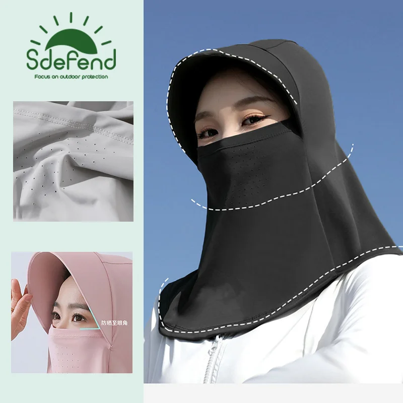 Face-protecting Cool Breathes Anti-ultraviolet Hat Full Women Outdoor exercise Cycling Full Face Suncreen Ice Silk Sun Hat