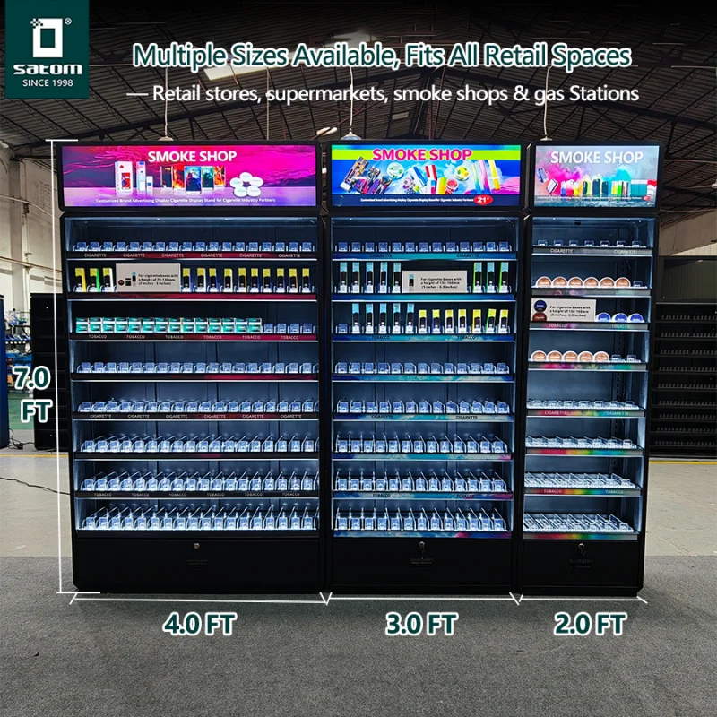 custom.Size Smokeless Metal Smoke Shop Display Cases Different Boxes with Bright Led Light