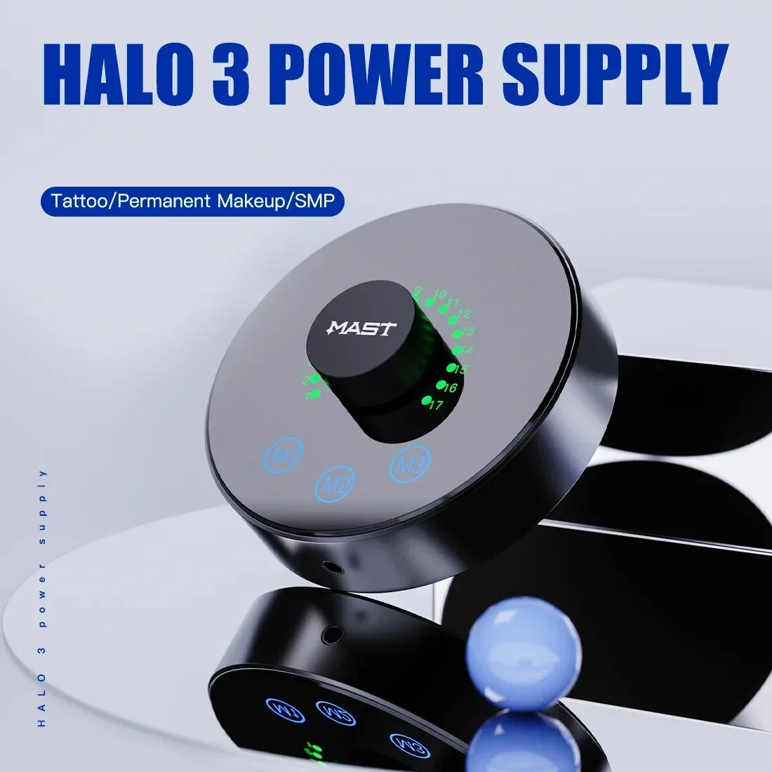 Mast Tattoo Halo 3 SMP Tattoo Power Supply Adjustable Working Frequency 3 Working Modes 3.2-10V Output for Various Tattoo Jobs