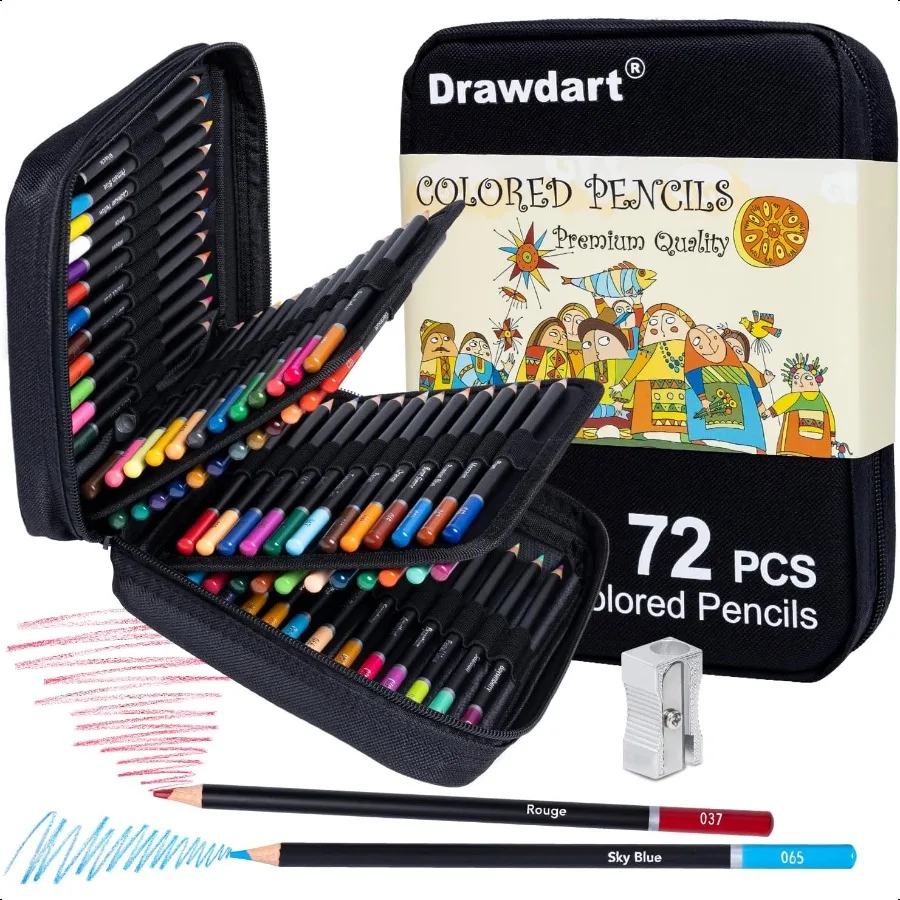 

Colored Pencils for Adult Coloring 72Color Profional Soft Core Drawing Sketching Shading Pencils Set with Zipper Case Coloring