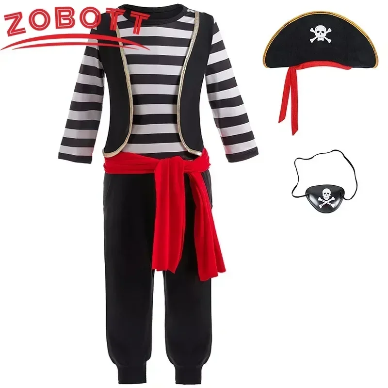 2024 nuovi bambini Carnevale Pasqua Fantasia Bambini Cappello da pirata Cintura Costume Festa di compleanno Ragazzi Ragazze Pirata Cosplay Set di abiti