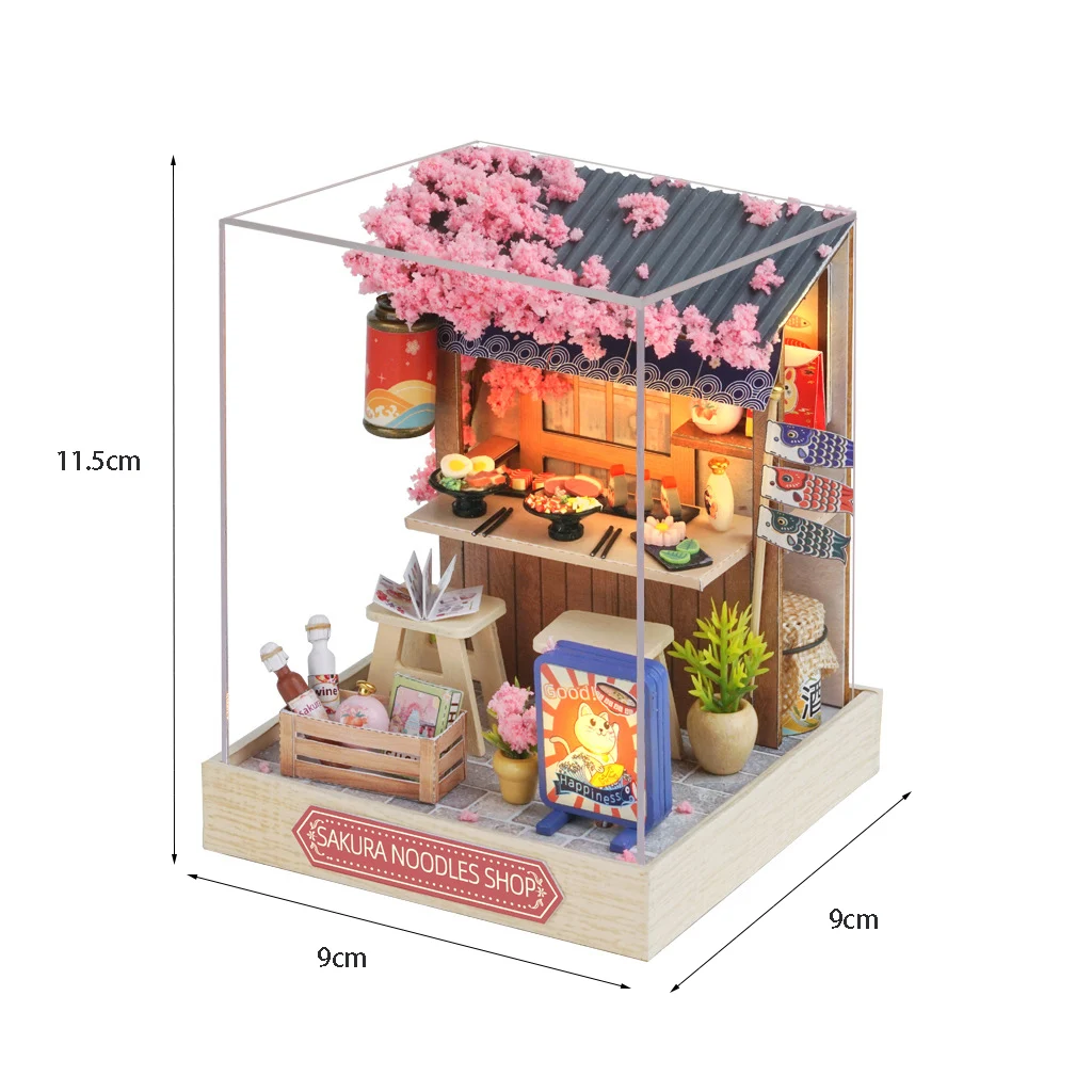 مجموعة نماذج OUZEY ثلاثية الأبعاد خشبية DIY "Sakura Noodle House" - مجموعة مطعم على الطراز الياباني، حرفة كوخ مصغرة #5