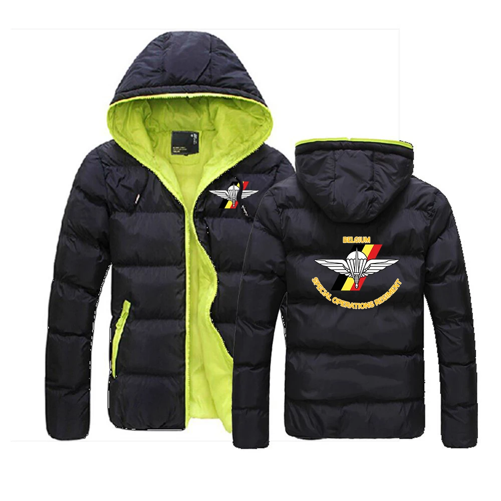 2026 Autumn Winter Men's Hoodies Coat Belgium Special Forces Special Operations Regiment Logo Print Cold Protection Warm Jacket