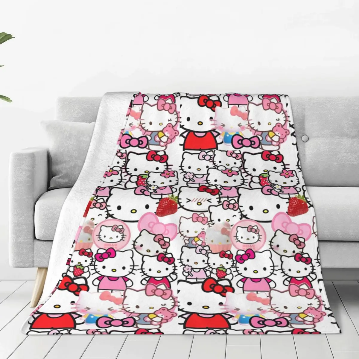 Hello Kitty Super Warm Blanket Girls Boys Travel Throw Blanket Flannel Bedspread For BedroomPrint Sofa Bed Cover