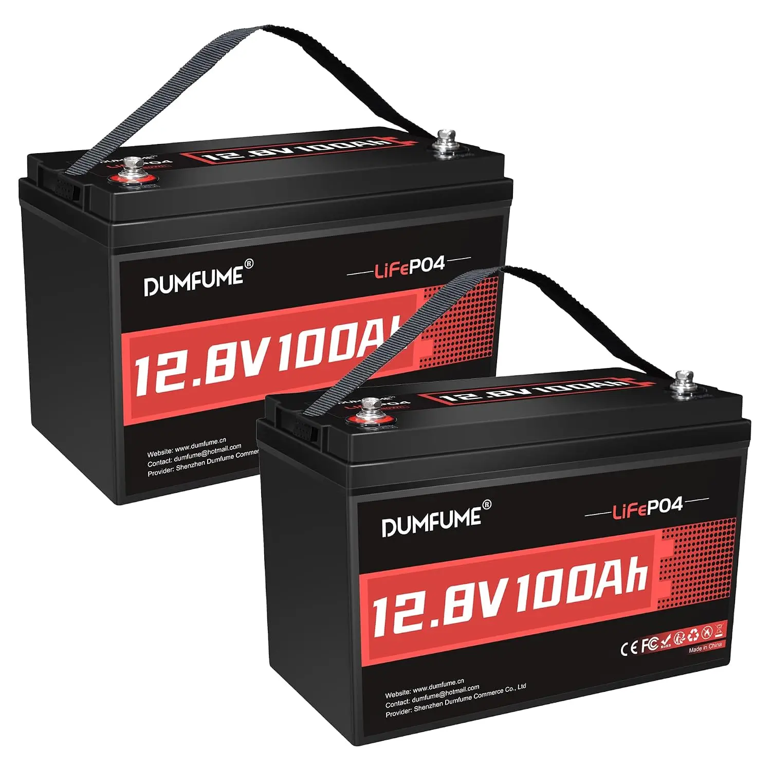 2 Packs 12.8V 100Ah LiFePO4 Battery 100A BMS Deep Cycle RV Solar Marine Off-Grid Power Storage, Customized