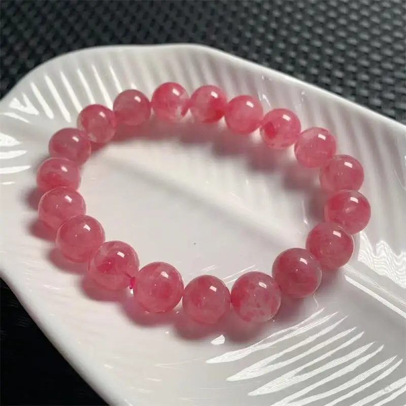 10.5MM Natural Rhodonite Bracelet Handmade Crystal Quartz Jewelry Stretch Bangle Children Birthday Gift 1PCS