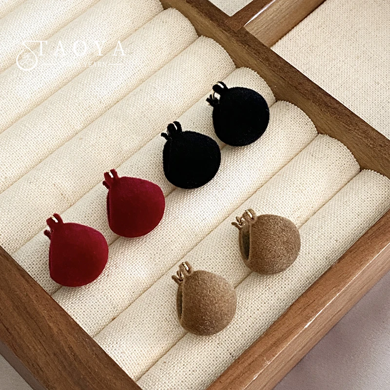 Korean Autumn and Winter Seasons Fashion Design Flocked Round Ball Earrings 2023 New Year Party Jewelry For Women's Accessories