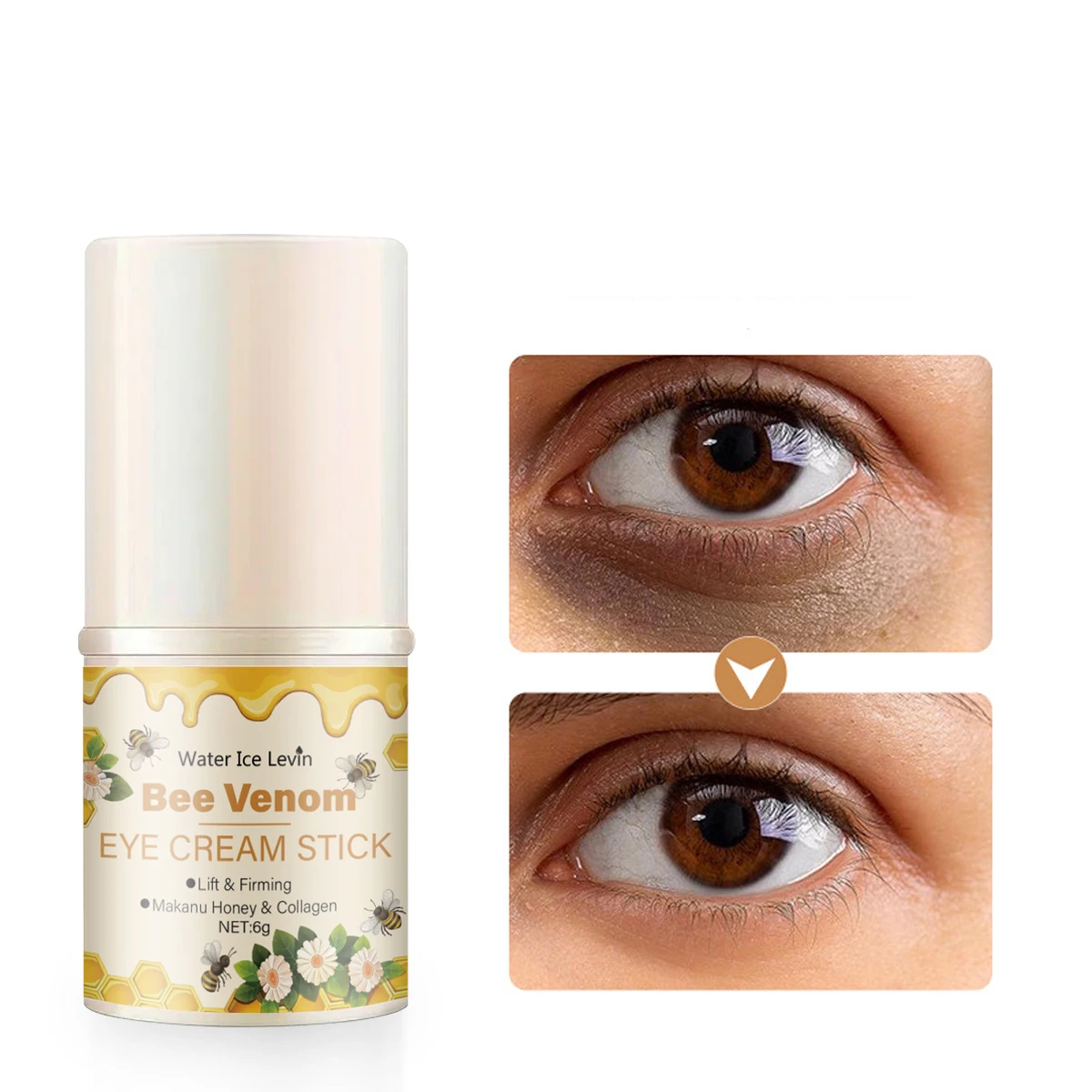 Retinol Eye Cream Stick with Collagen & Hyaluronic Acid - Moisturizing Firming Anti Wrinkle Eye Care, Bee Venom & Niacinamide