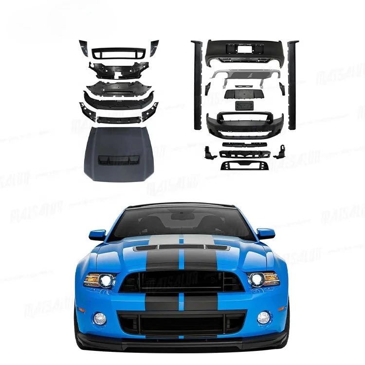 

Car Bumper Body Kit for Mustang 13-14 Upgrade GT500 Front Rear Bumper Side Skirts Hood