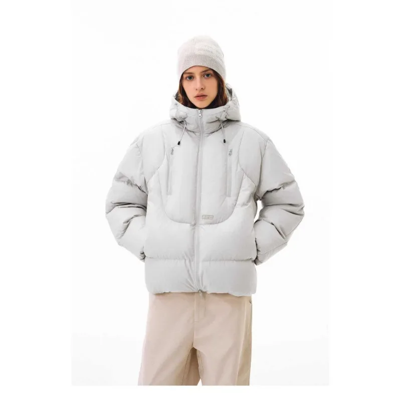 Men Double Pull Hood Short Cotton Jacket Baker's Clothing Zipper Jacket Winter New Loose Coconut White Warm Coat Winter Jackets