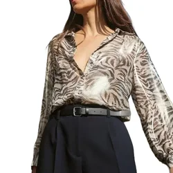 Women's Single Breasted Long Sleeved Top Sequin Print Design Fashionable and Casual Versatile Temperament New