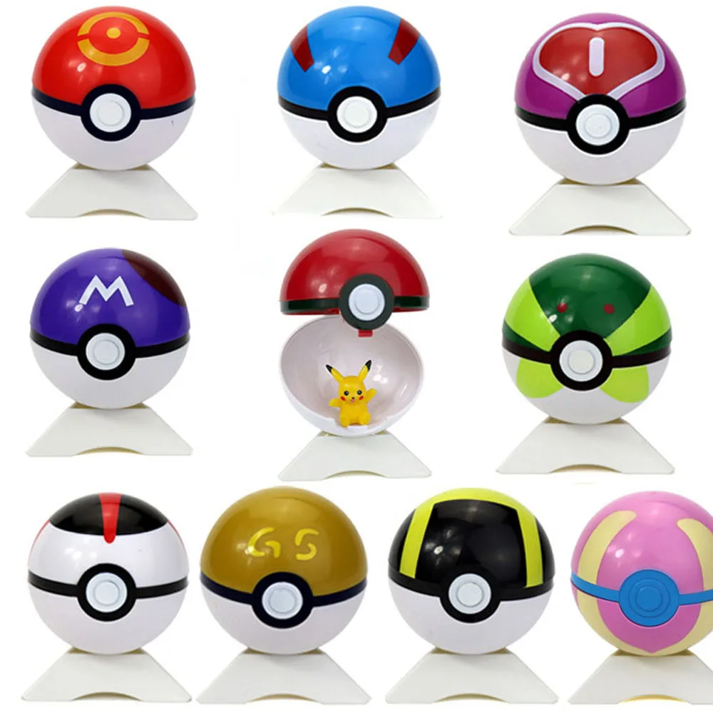 

10Pcs Different Pokemon Pokeball with Pikachu Charmander Eevee Squirtle Collection Model Action Figure Toy for Children Gift