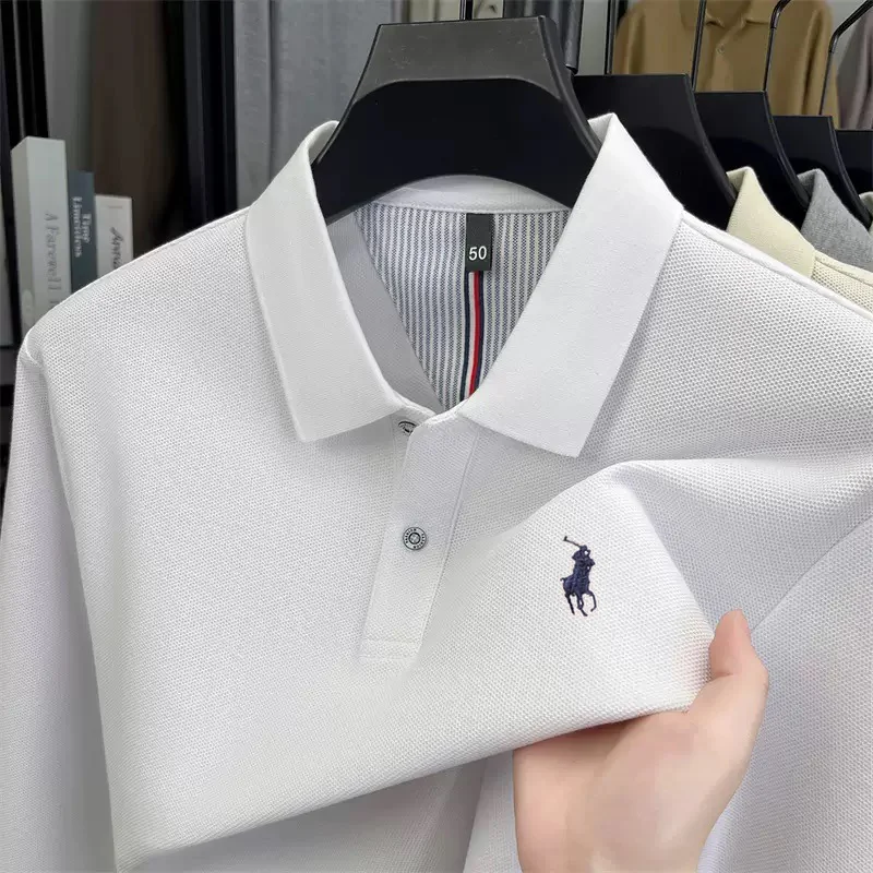 

Luxury brand Polo shirt long sleeved men's equestrian embroidered top spring new 100% cotton comfortable business casual T-shirt