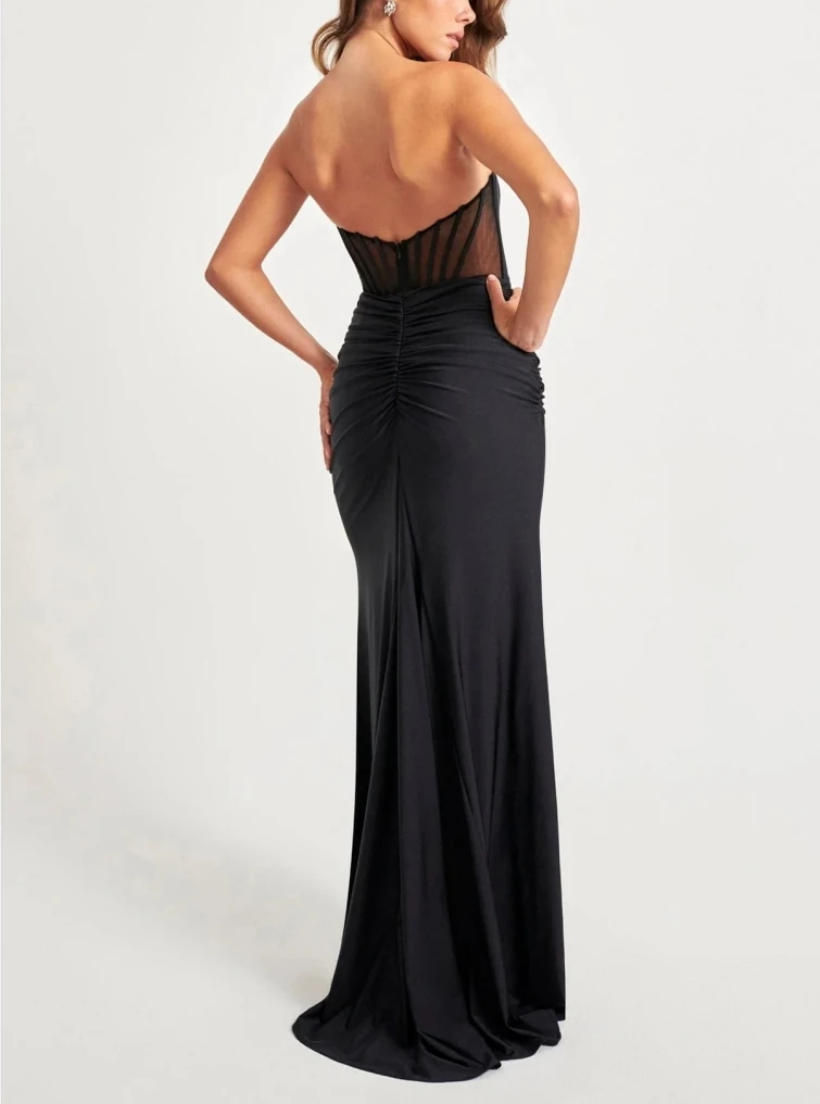 Sheath Strapless Formal Evening Dress Backless Prom Dresses Party Wear Dress  vestidos de noche  فساتين السهرة