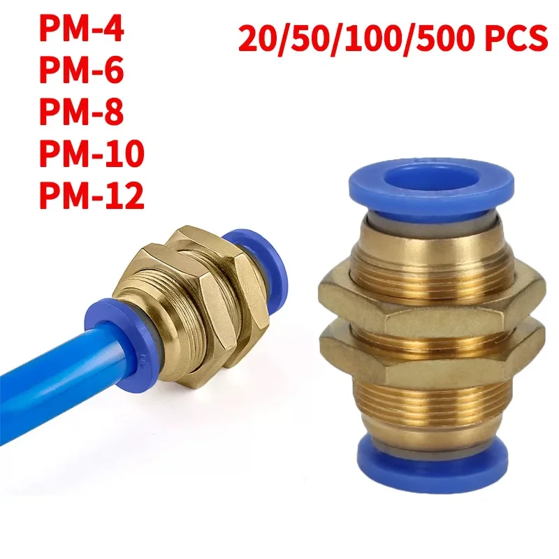 

20/50/100/500 PCS Pneumatic Bulkhead Fitting Quick Connector Air Water Hose Tube Connectors Plastic Push Into Plug,PM,OD 4 6 8mm