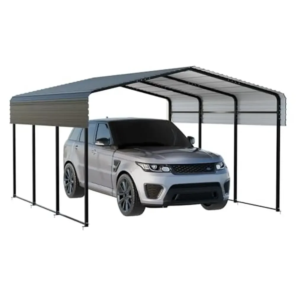 10x15FT Heavy Duty Metal Carport Canopy Garage Truck Boat Shelter Steel Frame Waterproof Wind Snow Sun Protection Activity