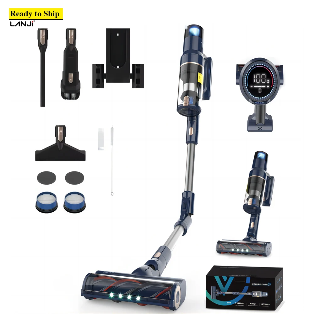 S7 LED Touch Screen Handheld Vacuum Cleaner Hot Sale Cordless Stick with Battery Power Bagless for Cars and Home Use