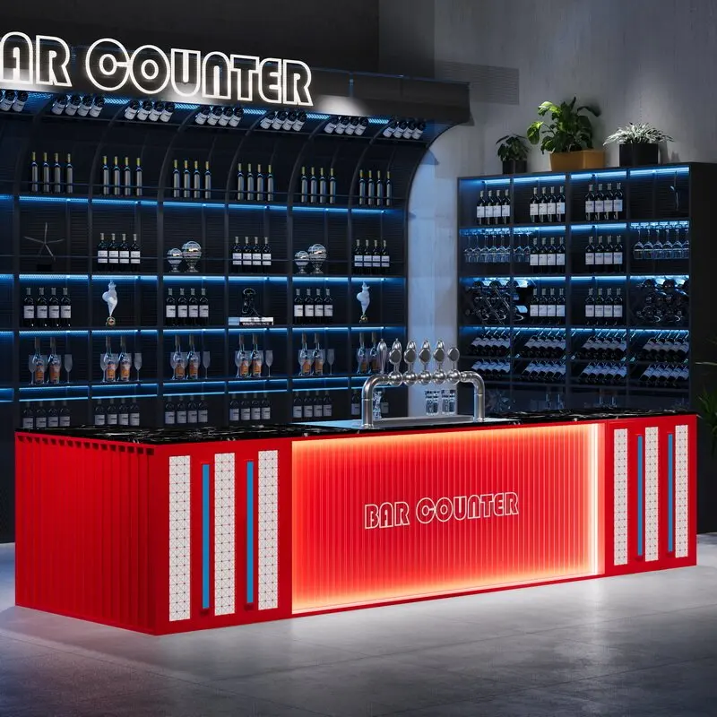 Modern Industrial Metal Bar Counter Table-Water Resistant & Durable Outdoor Furniture for Home or Hotel Bar Set Customized
