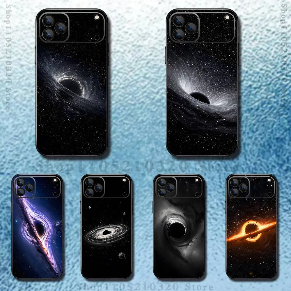 

Black Hole Universe Phone Case For iPhone 17,16,15,14,13,12,11 ,Pro Max,XS,X,XR,SE,Mini,8,7,Soft Silicone Black Cover
