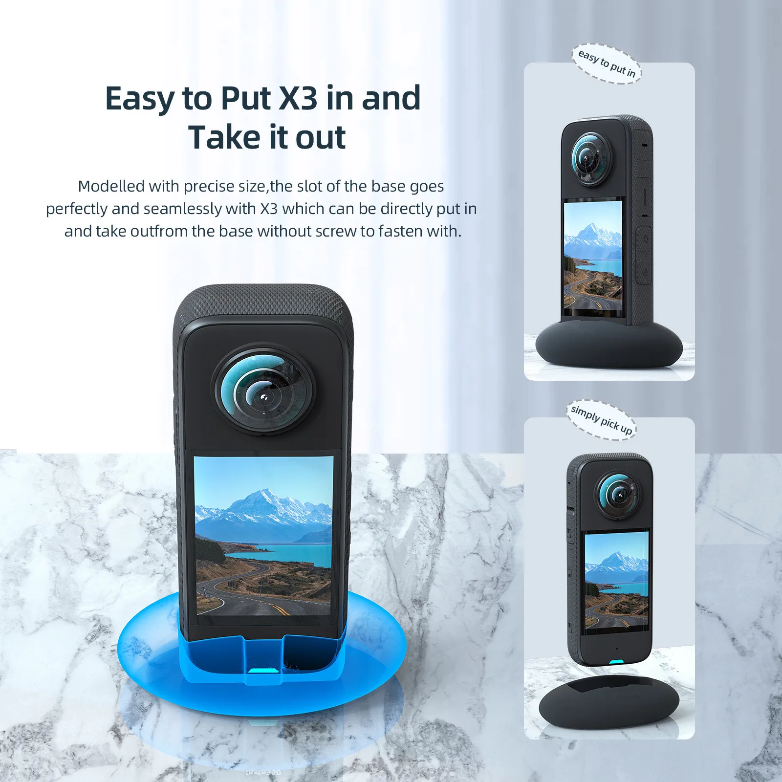 ل Insta360 X3 عمل كاميرا سيليكون حامل قاعدة سطح المكتب حماية تستقيم قاعدة حامل جبل ل Insta360 X3 ملحقات الكاميرا