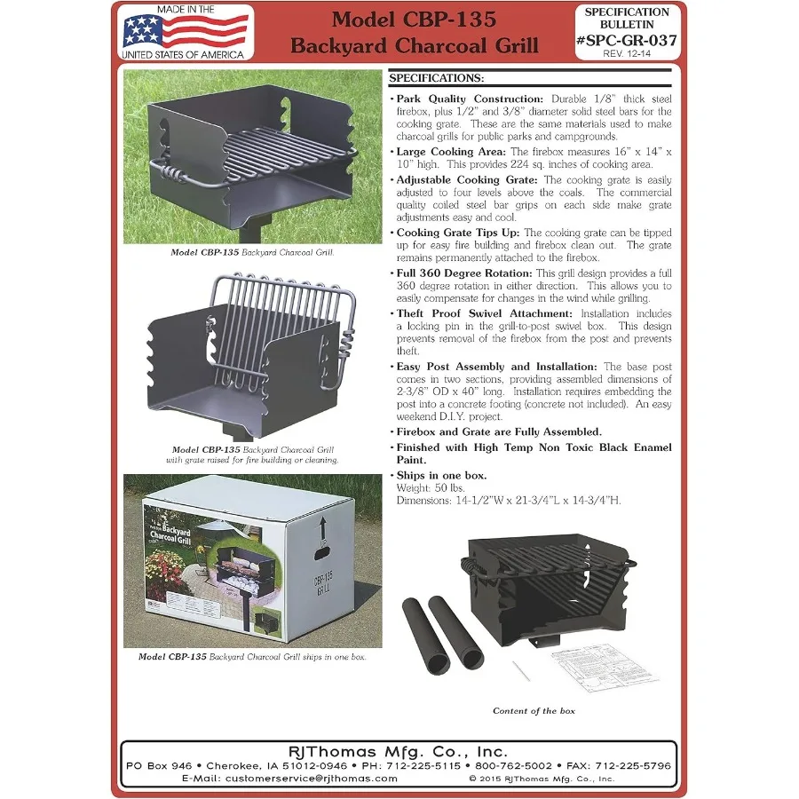 เตาถ่าน Pilot Rock CBP-135 แบบพกพาสำหรับตั้งแคมป์และปิ้งย่างกลางแจ้ง พร้อมขาตั้งหมุนได้เพื่อการควบคุมความร้อนอย่างมีประสิทธิภาพและการปรุงอาหารแบบพกพา