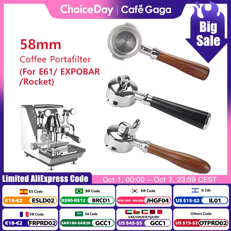 58MM Coffee Bottomless Portafilter For Expobar E61 Coffee Machine Replacement Filter Basket Barista Accessories Coffee Tools