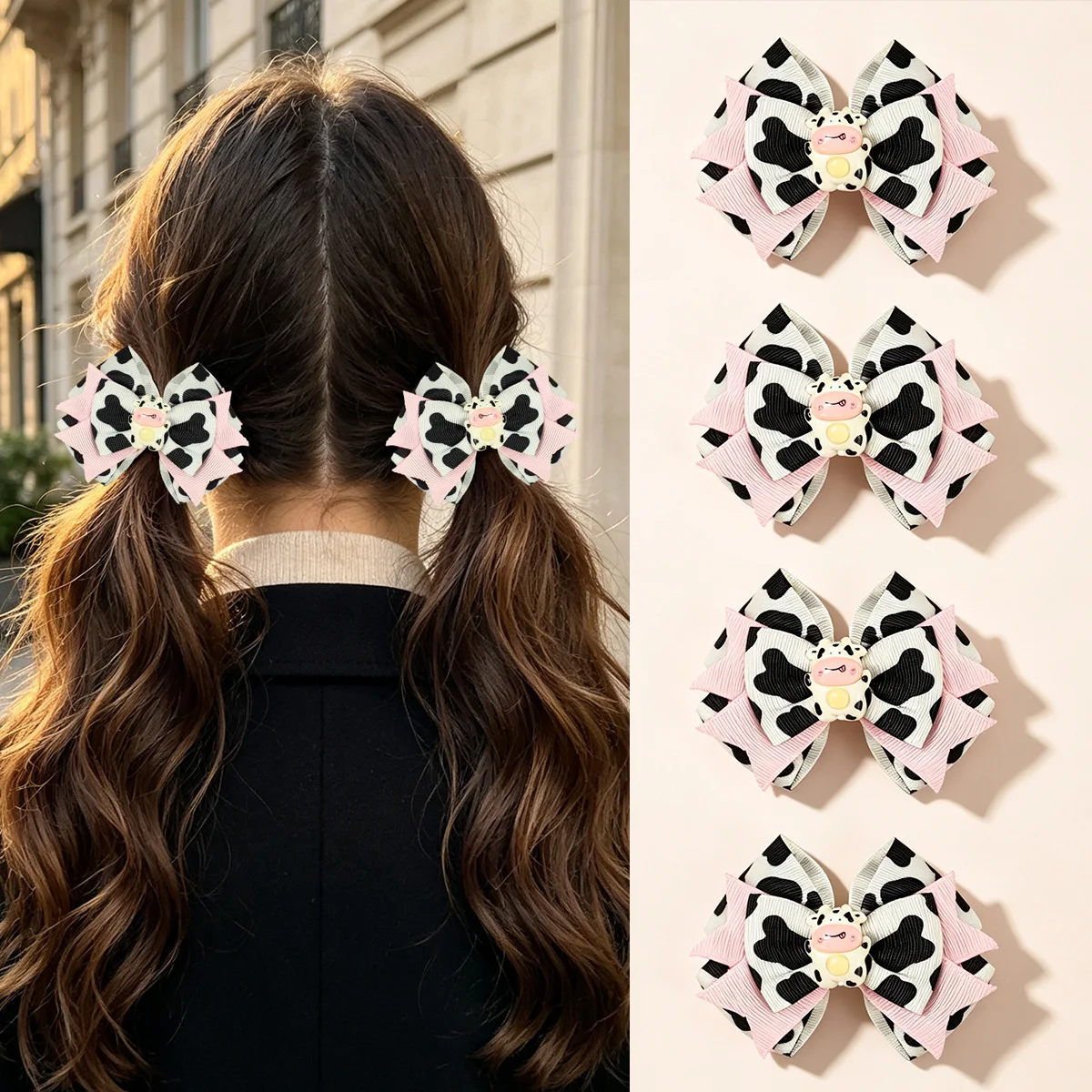 40-pcs-lot-cute-cow-print-hair-bow-clips-for-kids-girls-grosgrain-ribbon-bow-hairpins-baby-hair-accessories-gift