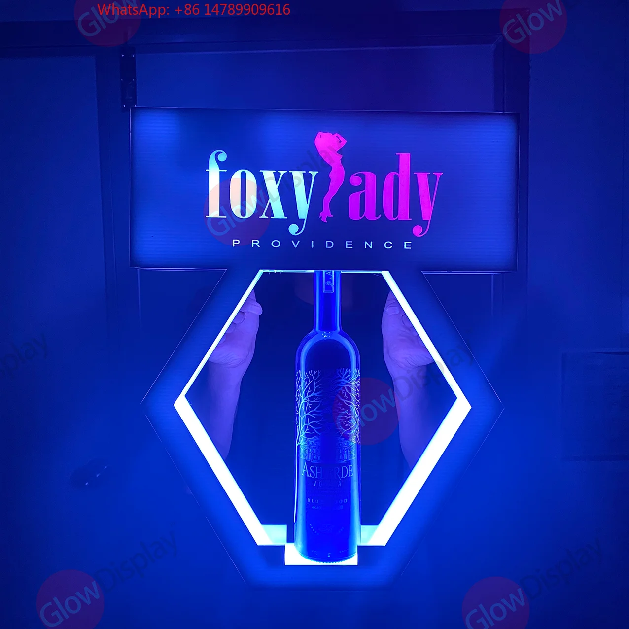 

High-End Bespoke LED Bottle Display RackLED SIGN DISPLAY LADY CARRIER BOTTLE PRESENTER GLORIFIER