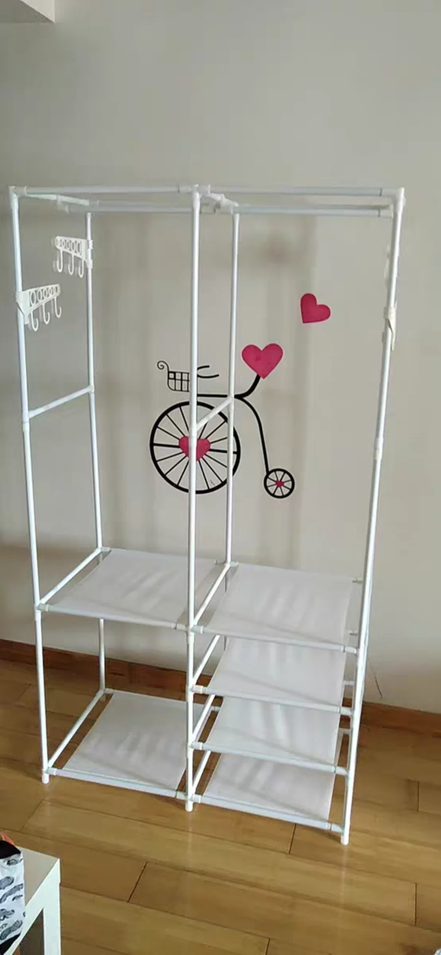 Clothes and Hats Rack Floor to Ceiling Bedroom Hanging Clothes Rack Simple Household Economical Storage Rack