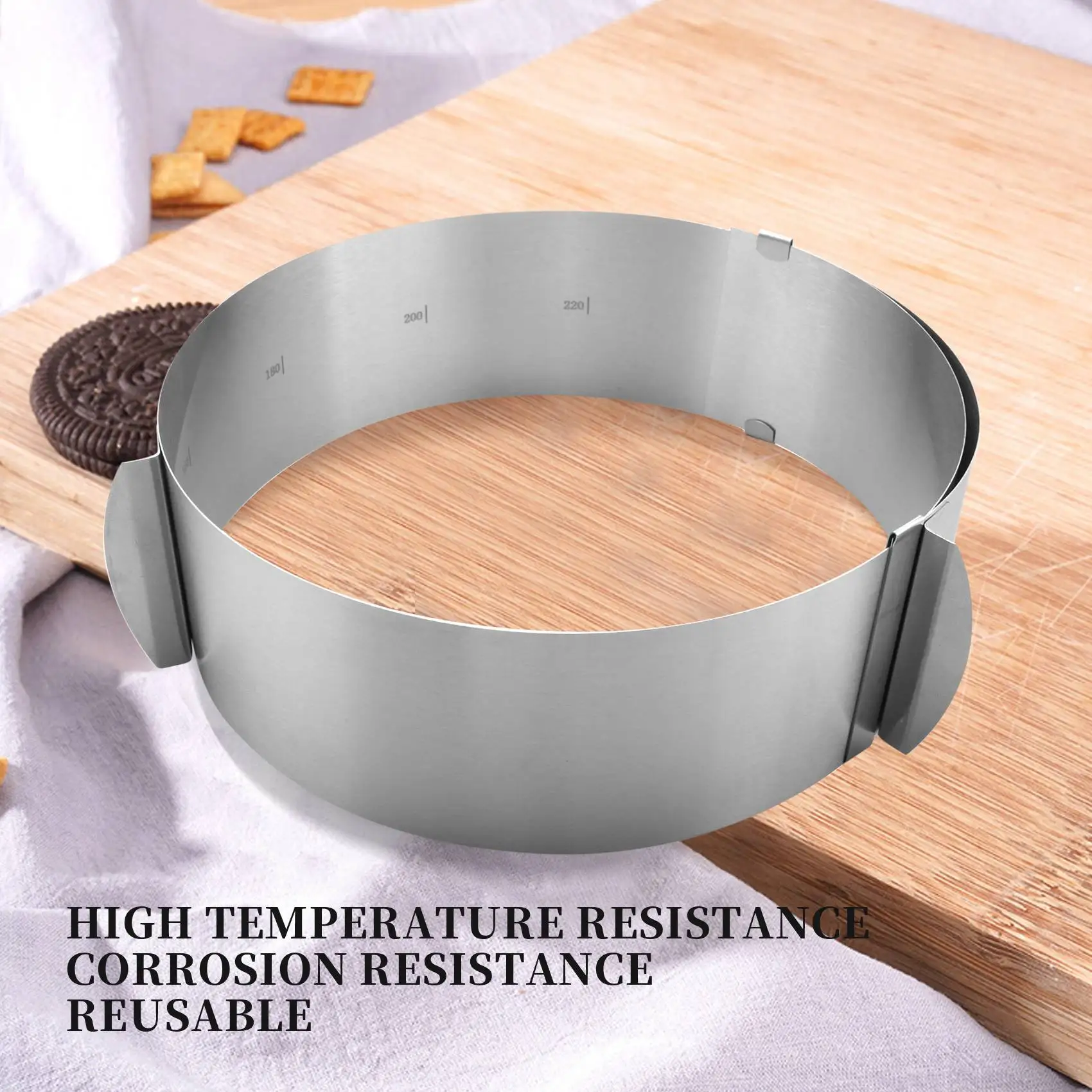 A75K Cake Ring 6 to 12 Inch Adjustable Round Stainless Steel Cake Mousse Mould Ring Bakeware Tools Cake Decorating Mold Baking R