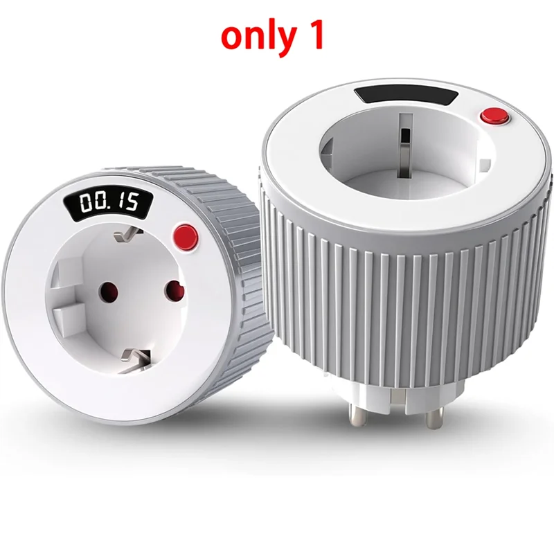 RMWIN-카운트다운 타이머, 타이머 소켓 디지털, 15분~24시간, LED 디스플레이 EU 플러그로 회전하는 단일 스위치